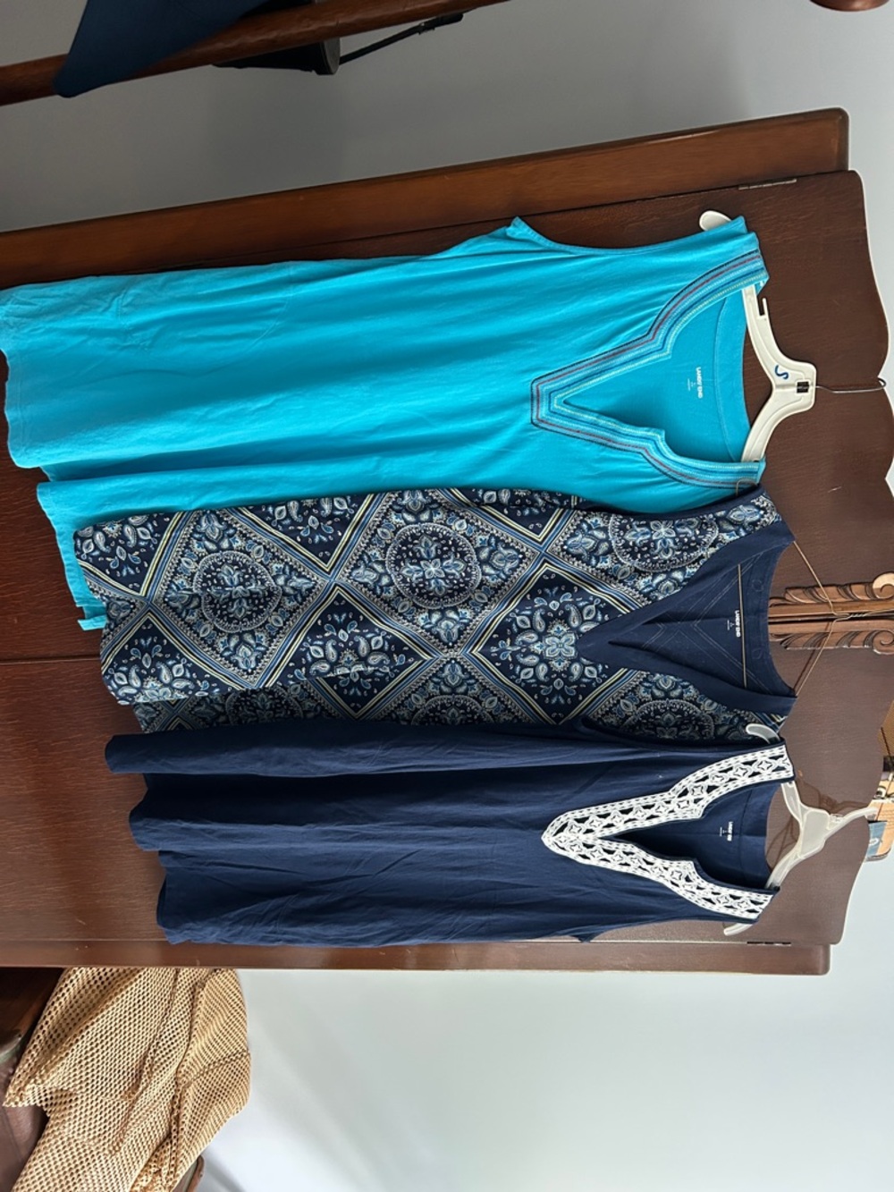 Lands' End Women's Sleeveless Dress or Coverup Trio - Turquoise & Navy size L